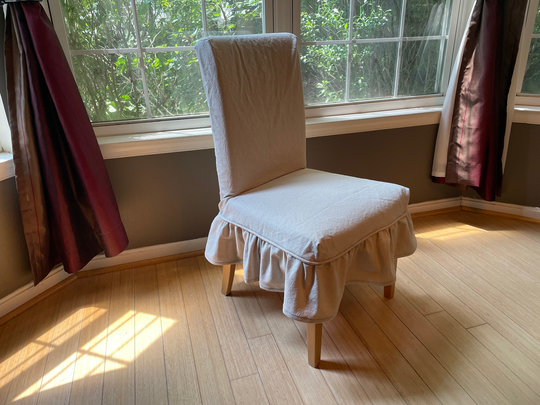 Canvas Dining Chair Slipcover with Short Gathered Skirt