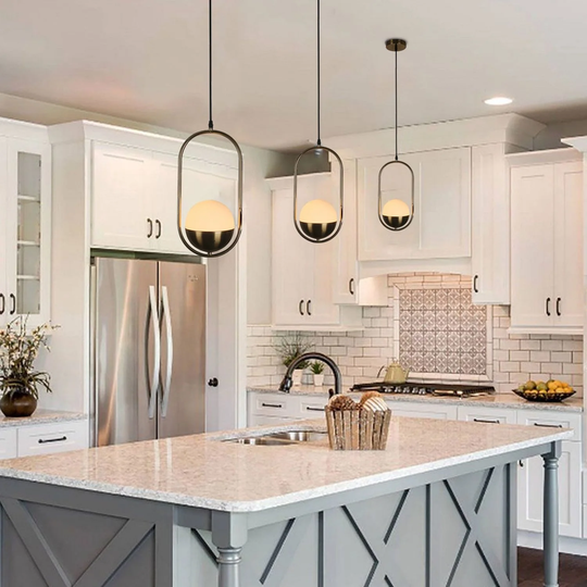 Modern 8-inch glass kitchen pendant light - 7.8*7.8*15.7H