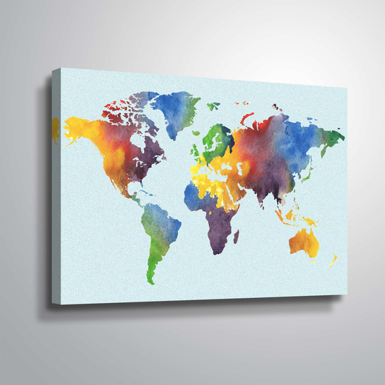 Vivid colors world map by Irina Sztukowski Gallery Wrapped Canvas