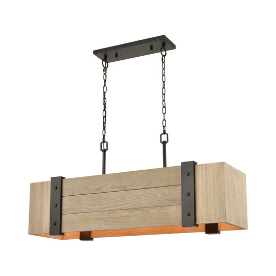 Wooden Crate 5-Light Island Light