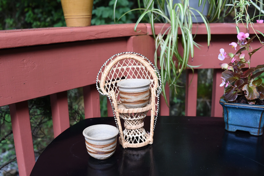 Mini Wicker Chair & Planters/With Handcrafter Pots/