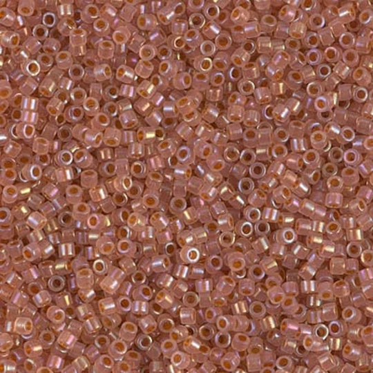 Db 1733, Pink Mist/Honey Inside Color Lined-Opal-Ab - Miyuki Delica Beads Size 11 5 Grams Japanese Cylinder Retail & Wholesale