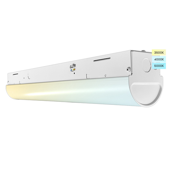 Luxrite 2FT LED Strip Light Fixture, 20W, 2600 Lumens, 3 Color Selectable 3500K-5000K, Dimmable, Damp Rated, UL Listed