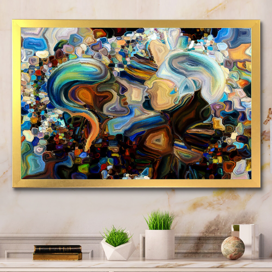 Designart 'Colorful Shape Division' Modern Framed Wall Decor