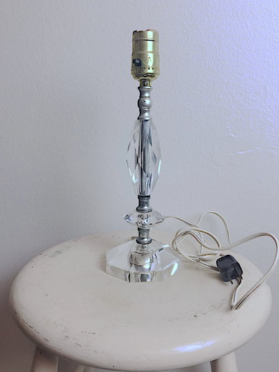 Vintage Crystal Glass Table Lamp, Midcentury Boudoir Bedside Reading Light