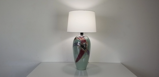 1980's Postmodern Handmade Art Pottery Table Lamp, Signed