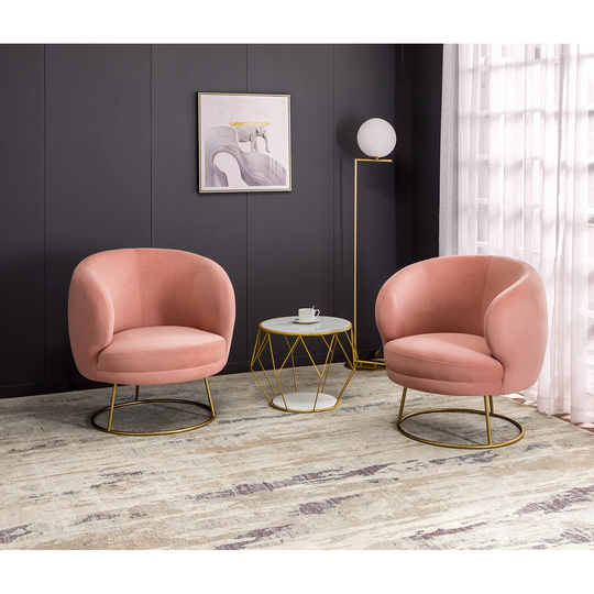 Geralda Barrel Chair with Metal Base, Set of 2