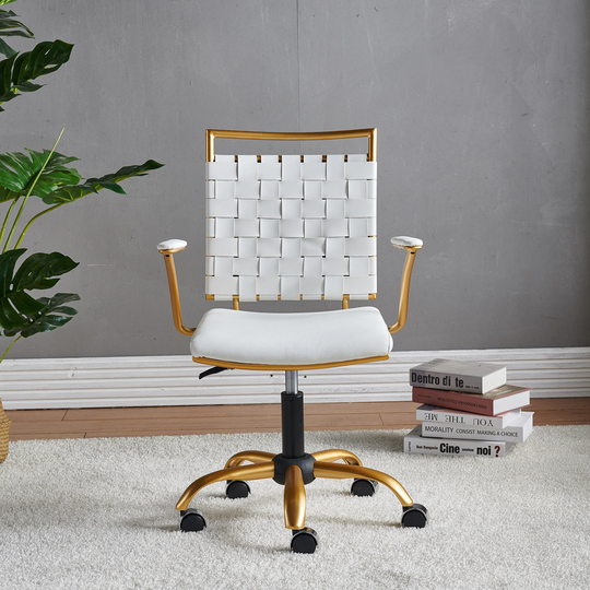 LUXMOD Classy Goldtone Office chair Adjustable Swivel Ergonomic Desk Chair