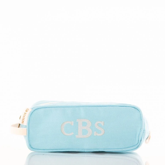 Monogrammed Canvas Baby Blue Kids Travel Kit, Toiletry Bag, Kid's Overnight, Kids's Gift, Pencil Case