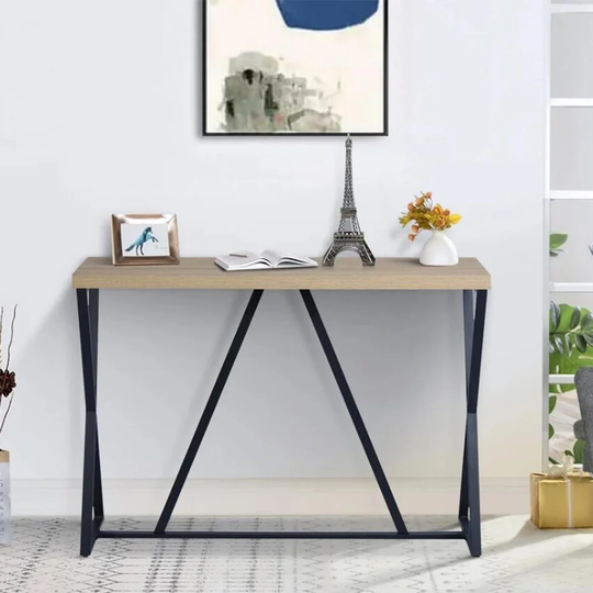 HomyLin Industrial 47IN Console Table Sofa Table Oak Black