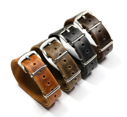 Handmade Watch Strap For Men, Women Distressed Leather Soft Band 18mm 20mm 22mm 24mm Single Pass Straps Brown, Dark Brown, Red, Black