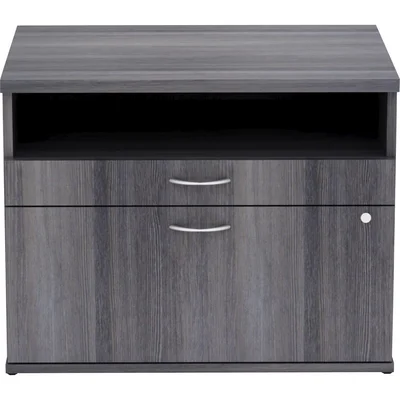 Lorell Relevance Series Mahogany Laminate Office Furniture Credenza - 2-Drawer - 29.5" X 22" X 23.1" - 2 X File Drawer(S) - 1 Shelve(S) - Finish: Silv