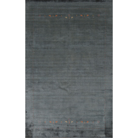 Multi-Color Gabbeh Oriental Area Rug Hand-Knotted Silk Carpet - 6'5" x 9'7"