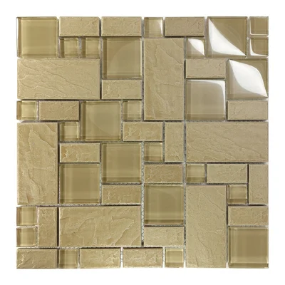 Beige Natural Stone Glass Mosaic Sheet Tile By Modket