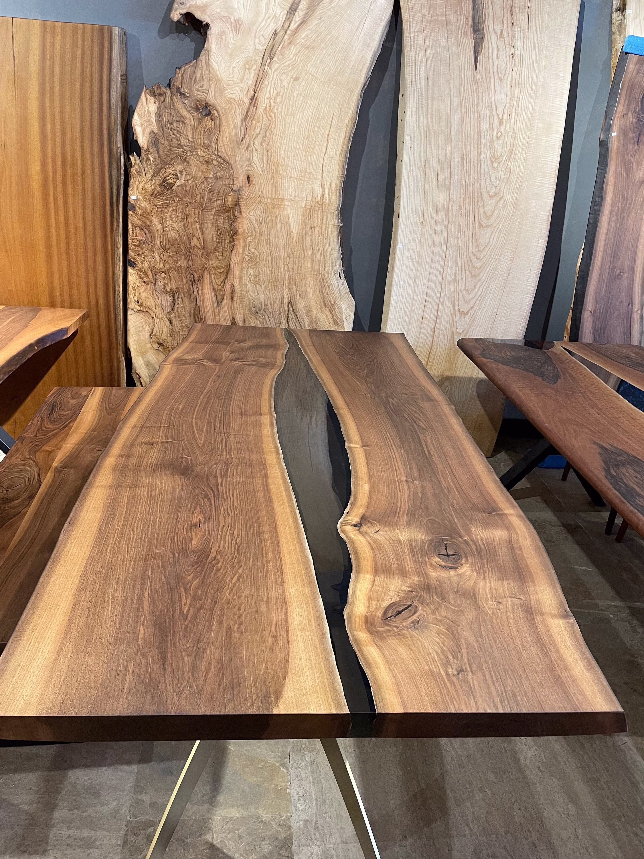 Custom To Order, Walnut Epoxy Table, Transparent Kitchen Dining Free Shipping