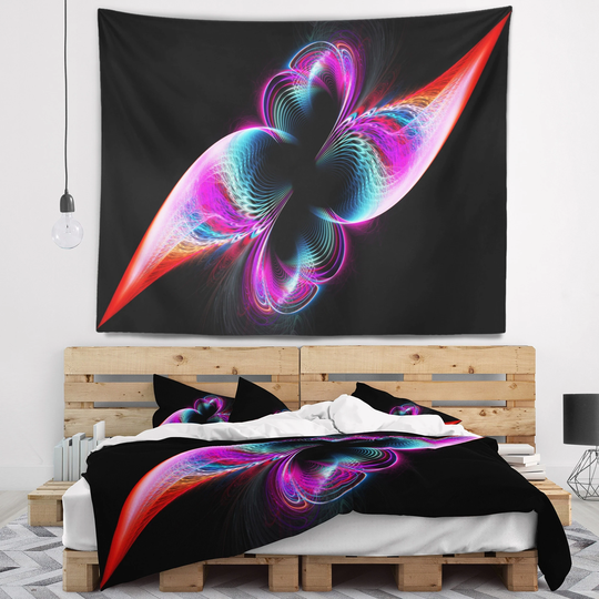 Designart 'Colorful Flower Fractal Rainbow' Abstract Wall Tapestry