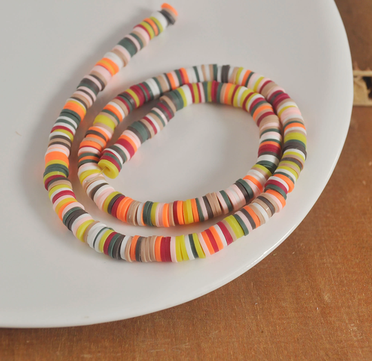 6mm Vinyl Heishi Beads, Mixed Color Polymer Clay Beads, African Polymer Clay Diy Making Jewelry Bead, Length 40cm6-17#