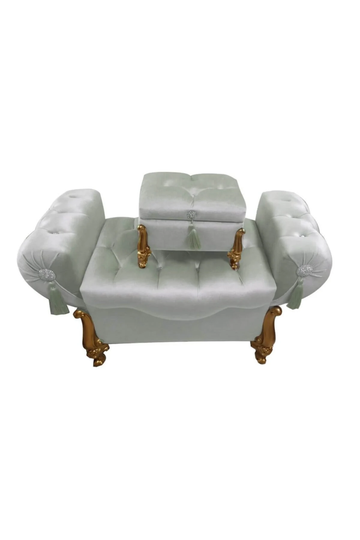 Velvet Makeup Chair, Makeup Set, Make Up Dressing Table Set Of 2, Padded Stool, White Stool, Velvet Makeup Box, Velvet Chair