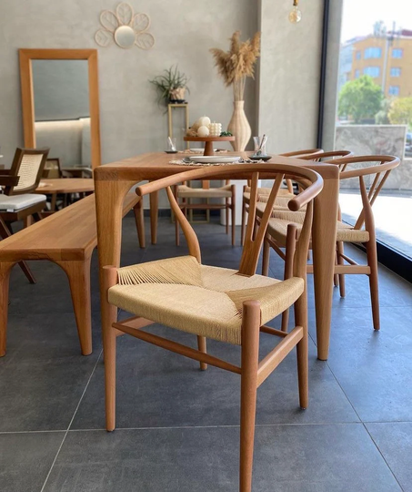 Danish Wishbone Style Chair - Wooden Legs Outdoor