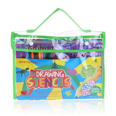 Bestoyard 12 Drawing Stencils Art Carrying Case