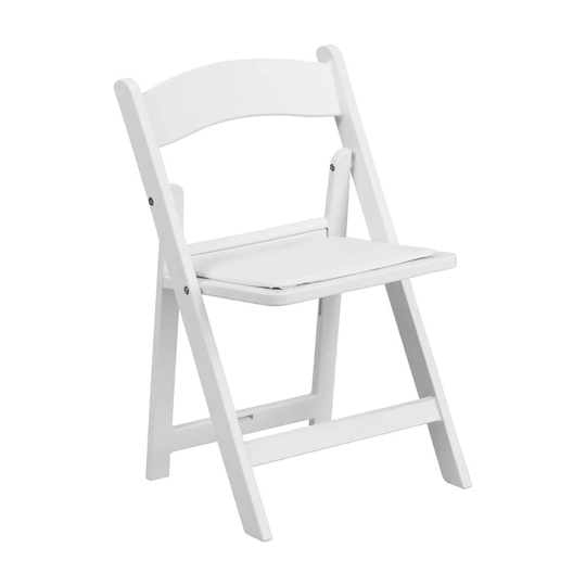 Offex Kids White Resin Folding Chair with White Vinyl Padded Seat - 2 Pack - Not Available
