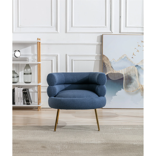 29.33" Polyster Fabric Upholstered Accent Chair with Tufted Cushion and Gold Metal Legs for Living Room, Bedroom