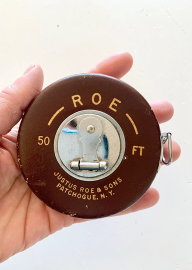 Vintage Brown Leather Retractable Steel Justus Roe & Sons Tape Measure, Simple Style, Cottage Style, Rustic Farmhouse Decor, Gift Under 50