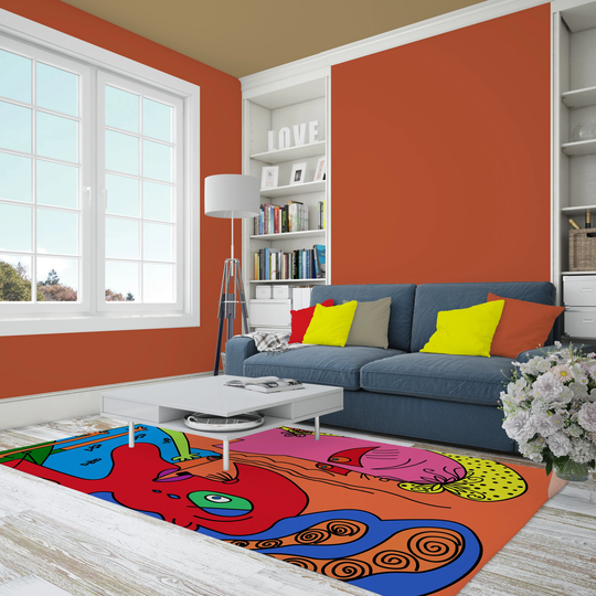 Pop Art Rug, Colorful Rug, Funky Hipster Area Loft Décor, Colorful Floor Dorm Décor, Home Office Rug, Unique Cool Rug