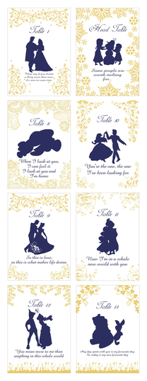 story Book Quotable Table Numbers | Select Your Cards Birthday Build Own Set