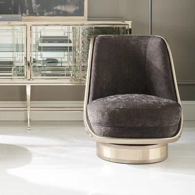 Caracole Upholstery 27.5" Wide Polyester Swivel Slipper Chair