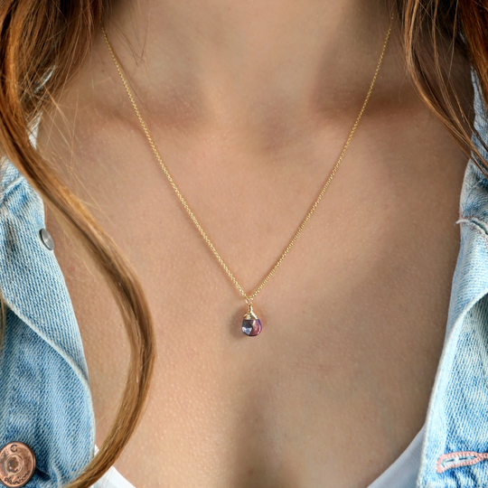 Bi-Colored Quartz Necklace, Sterling Silver Mystic Topaz Pendant, Handmade Jewelry