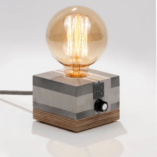 Hand-Painted Dimmable Table Lamp, Concrete Design Industrial Decor, Edison Bedside Dimmer Light
