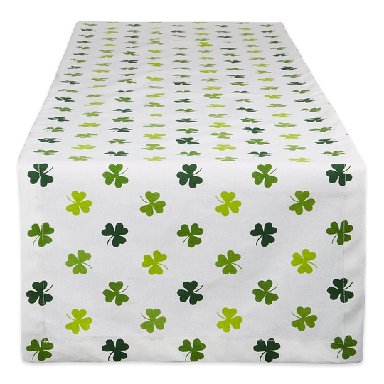 108" Green and White Shamrock Shake Table Runner
