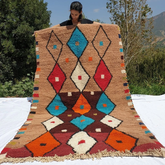 Qlilu | 8'5x5 Ft 2, 5x1, 5 M Moroccan Colorful Rug 100% Wool Handmade