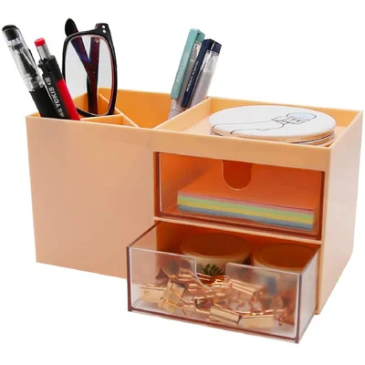 Desk Organizer Caddy Partition Office Workspace Drawer Organizers Desktop Holder Plastic Stationery Storage Box For Pencils,Markers,Pens,Sticky Notes0