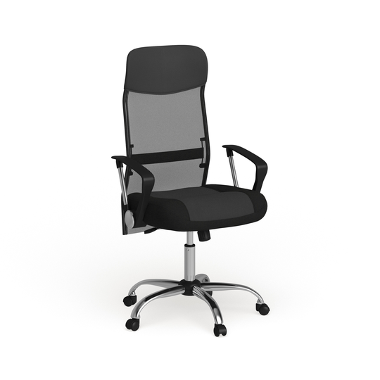 High Back Leather & Mesh Swivel Task Office Chair w/Adjustable Height