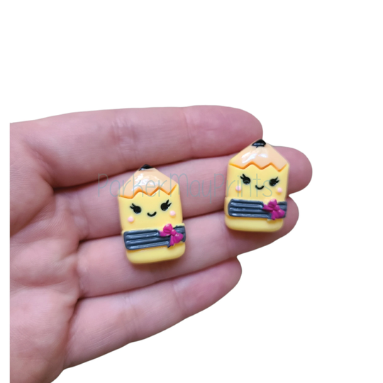 Pencil Cabochon | Happy Flatback Kawaii Hair Bow Charm Scrapbooking Embellishment Crafts Smiling Supply