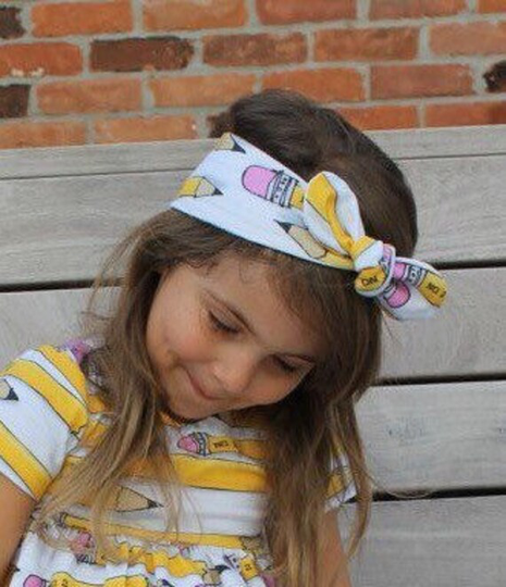 Pencil Bow Knot, Baby Headband, Toddler Girl Adult Back To School, Teacher Headband
