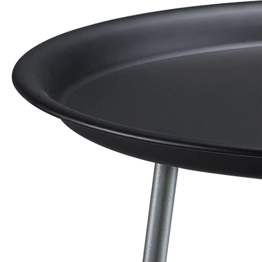 Flare Leg Mid-Century Modern Round Metal Accent Table-Black