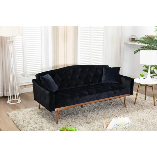 65.3" Loveseat Sofa Velvet Convertible Futon Sofa Comfort Upholstered Sofa Bed