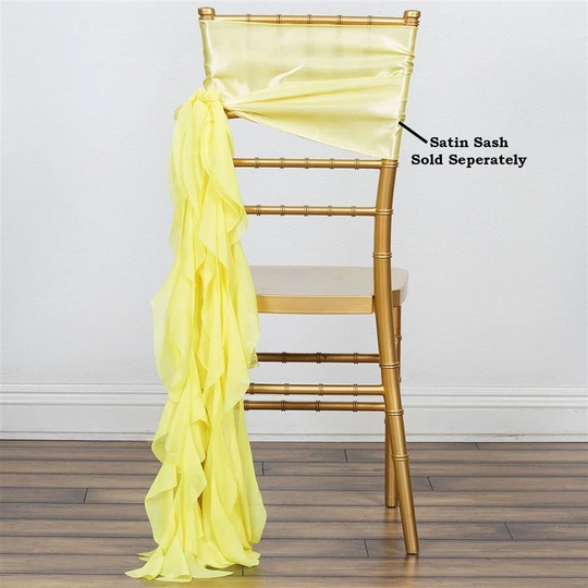 Yellow Curly Chiffon Chair Sash Bows Ties Wedding Decorations