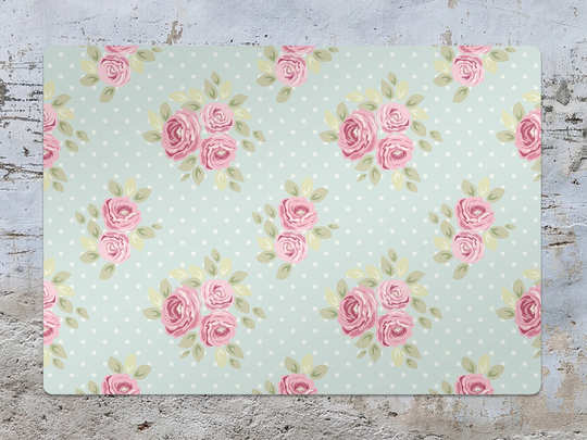 Shabby Chic Roses Chair Mat, Splat Blue Vinyl Floor Floral Protective Office Decor, Room Rug, Housewarming Gift