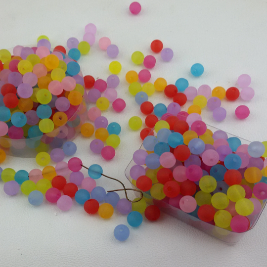 Colorful Mix Frosted Acrylic Beads, 100 Small Beads, Colorful Bead Mix, Colorful Beads, Multicolored Bead, Color