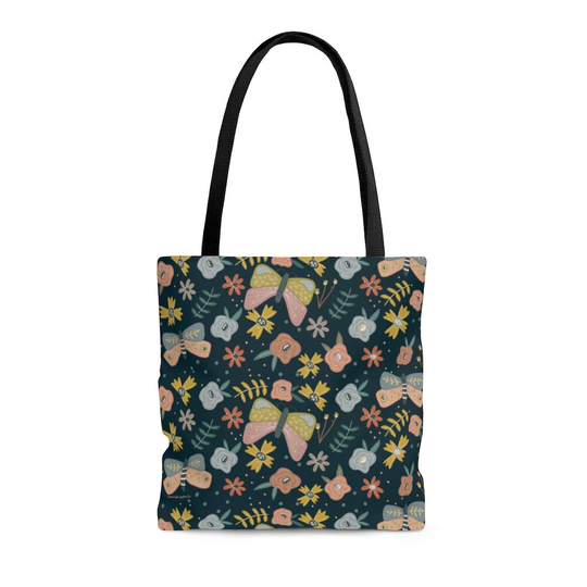 Folk Art Library Bag, Folk Reusable Bag Butterfly Gifts