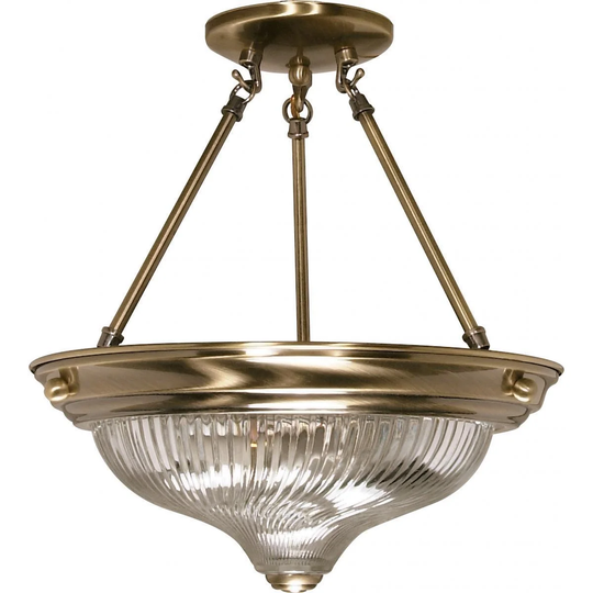 2 Light - 13" - Semi-Flush - Clear Swirl Glass