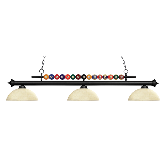Avery Home Lighting Shark 3-light Island/Billiard Multi Colored Tiffany-style-finished Light - Matte Black