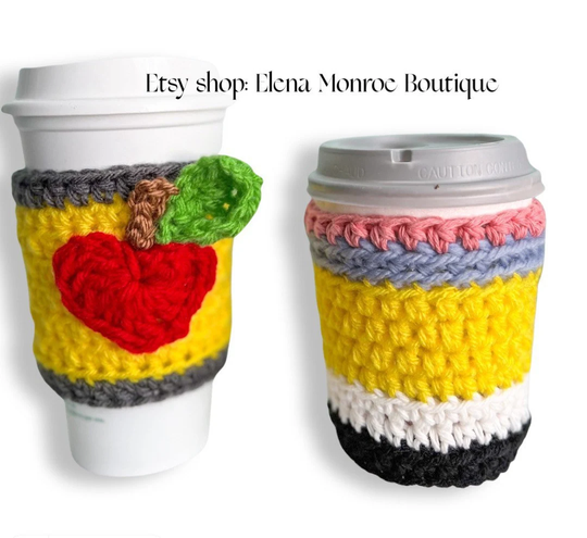Pencil Cup Cozy, Teacher Appreciation Gift, Apple Heart Coffee Student Gift For