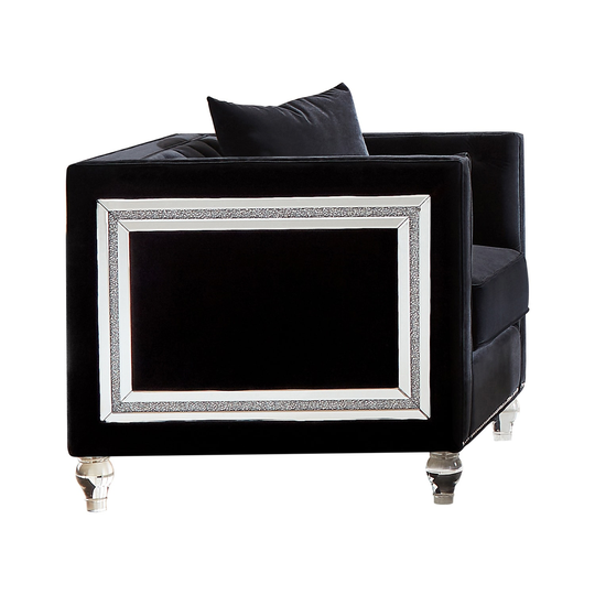 Delilah Black Upholstered Tufted Tuxedo Arm Chair