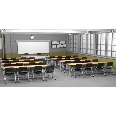 34 Person Training Meeting Seminar Tables with Modesty Panels and 34 Chairs Complete Set