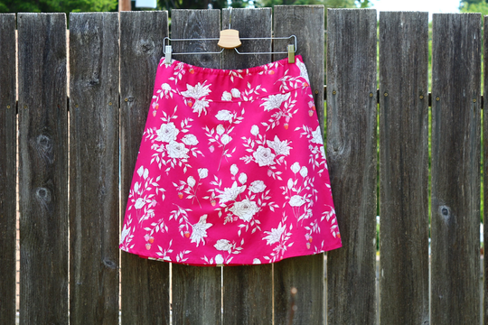 Pink & White Floral A-Line Skirt, Custom Made To Order, All Lengths, Sizes